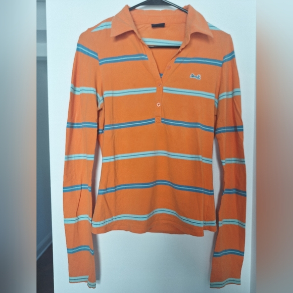 Le Tigre Tops - Le Tigre Long Sleeve Striped Polo Shirt